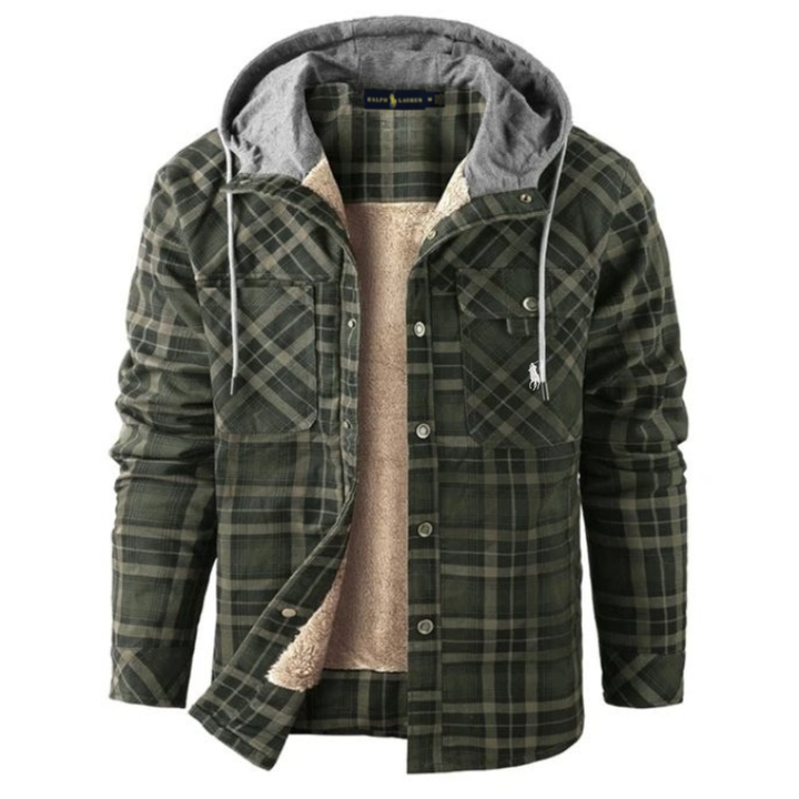 2026 Giacca Utility a Quadri con Cappuccio e Interno in Sherpa - Saldi di Sgombero