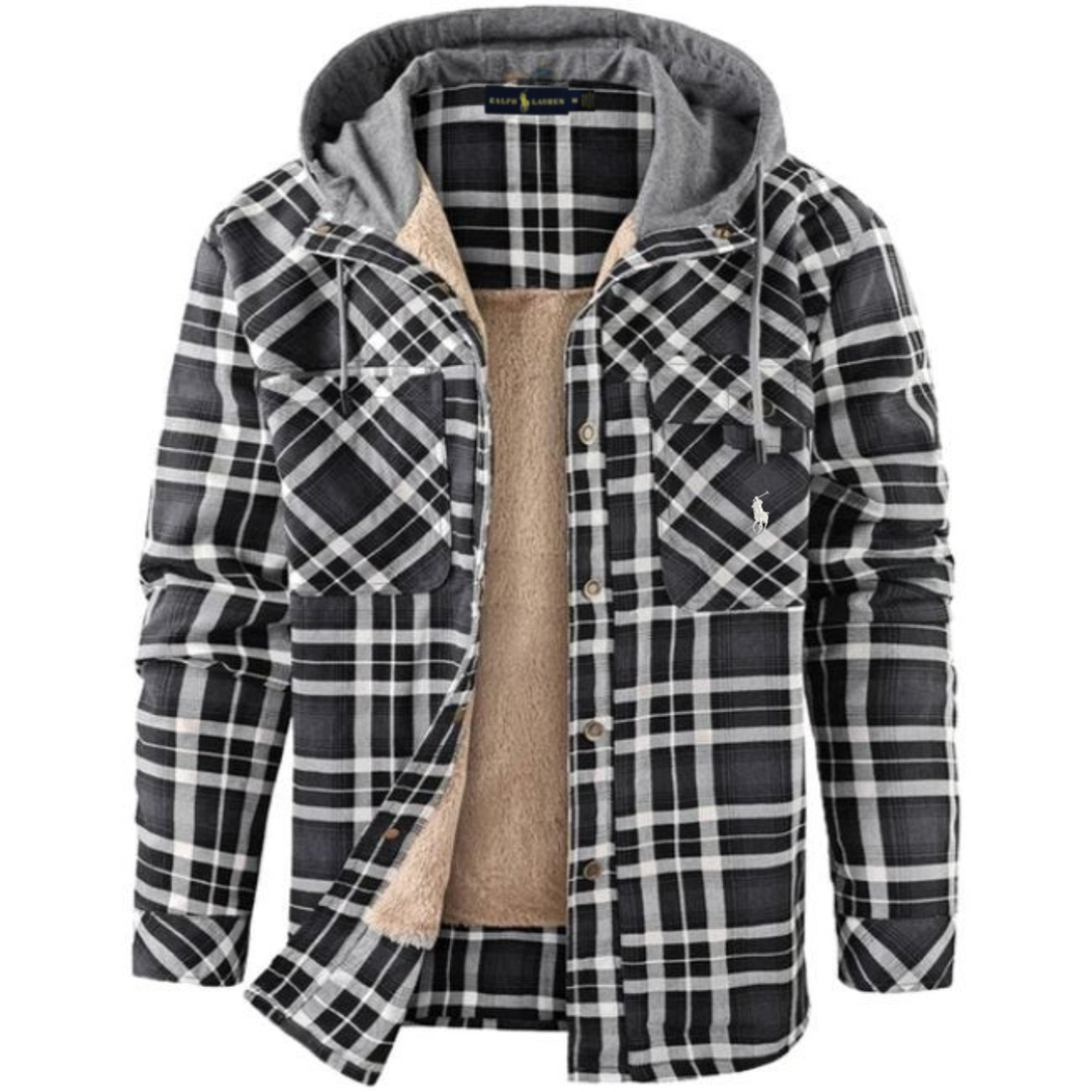 2026 Giacca Utility a Quadri con Cappuccio e Interno in Sherpa - Saldi di Sgombero