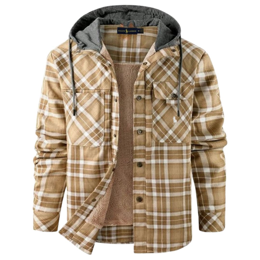 2026 Giacca Utility a Quadri con Cappuccio e Interno in Sherpa - Saldi di Sgombero