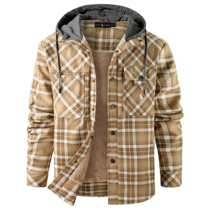 2026 Giacca Utility a Quadri con Cappuccio e Interno in Sherpa - Saldi di Sgombero