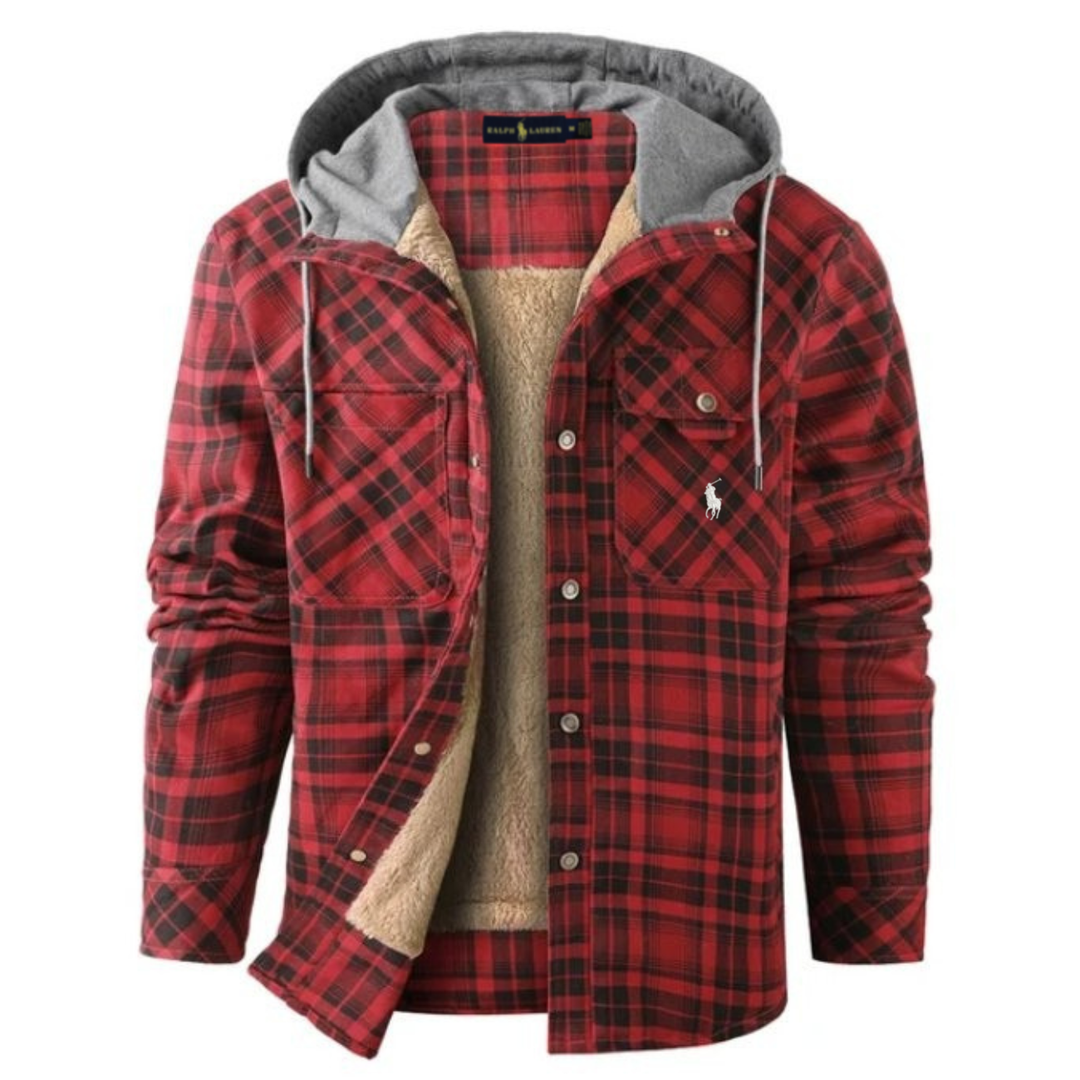 2026 Giacca Utility a Quadri con Cappuccio e Interno in Sherpa - Saldi di Sgombero